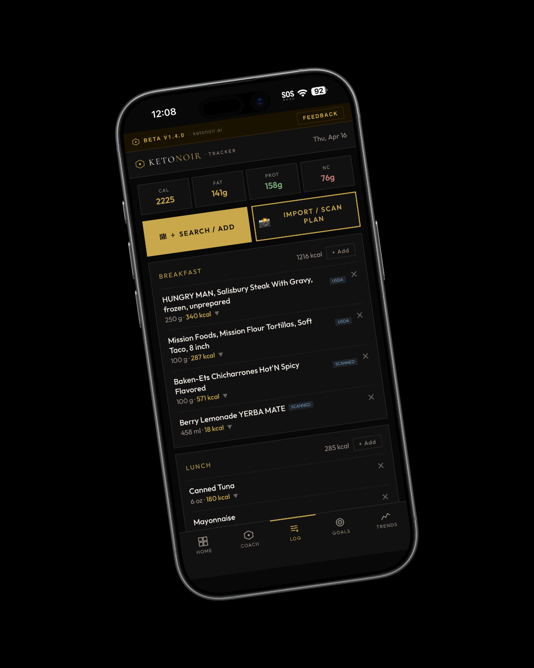 KetoNoir Food Log